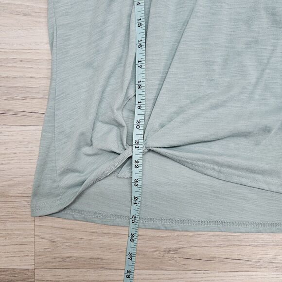 UMGEE Womens Pastel Green Floral Patch Wide Flowy Sleeve Knot Cotton Shirt Small - Picture 7 of 9